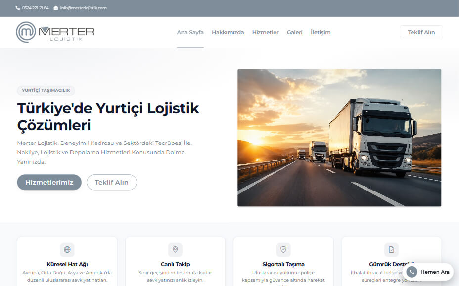 Lojistik Şirketi Web Sitesi Tasarımı