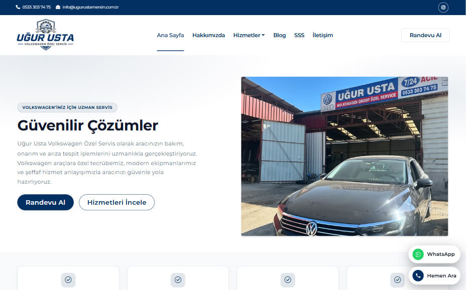 Oto Servis Web Sitesi Tasarımı