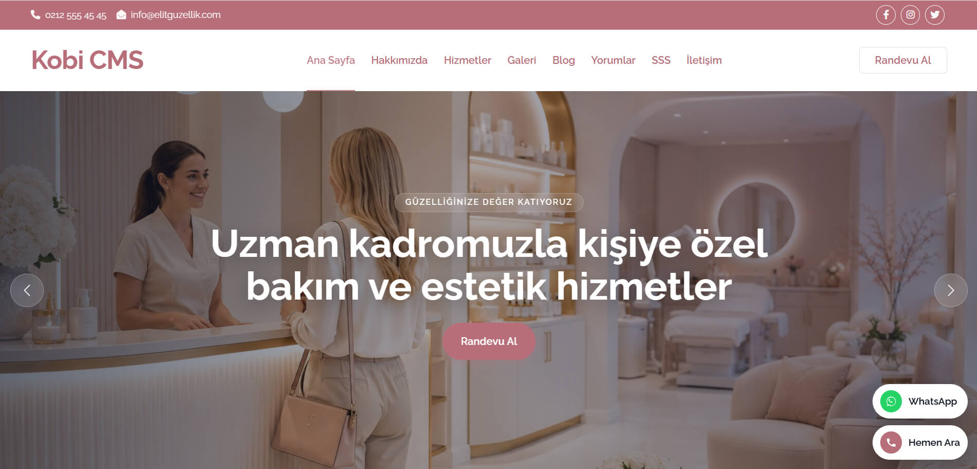 Güzellik Merkezi Web Sitesi Tasarımı