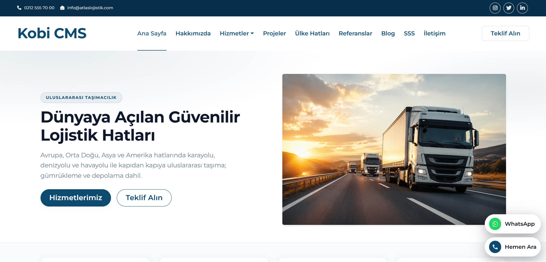 Lojistik Şirketi Web Sitesi Tasarımı