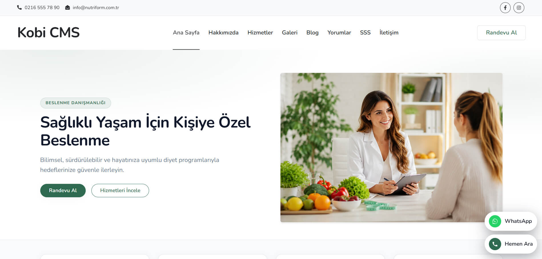 Diyetisyen Web Sitesi Tasarımı
