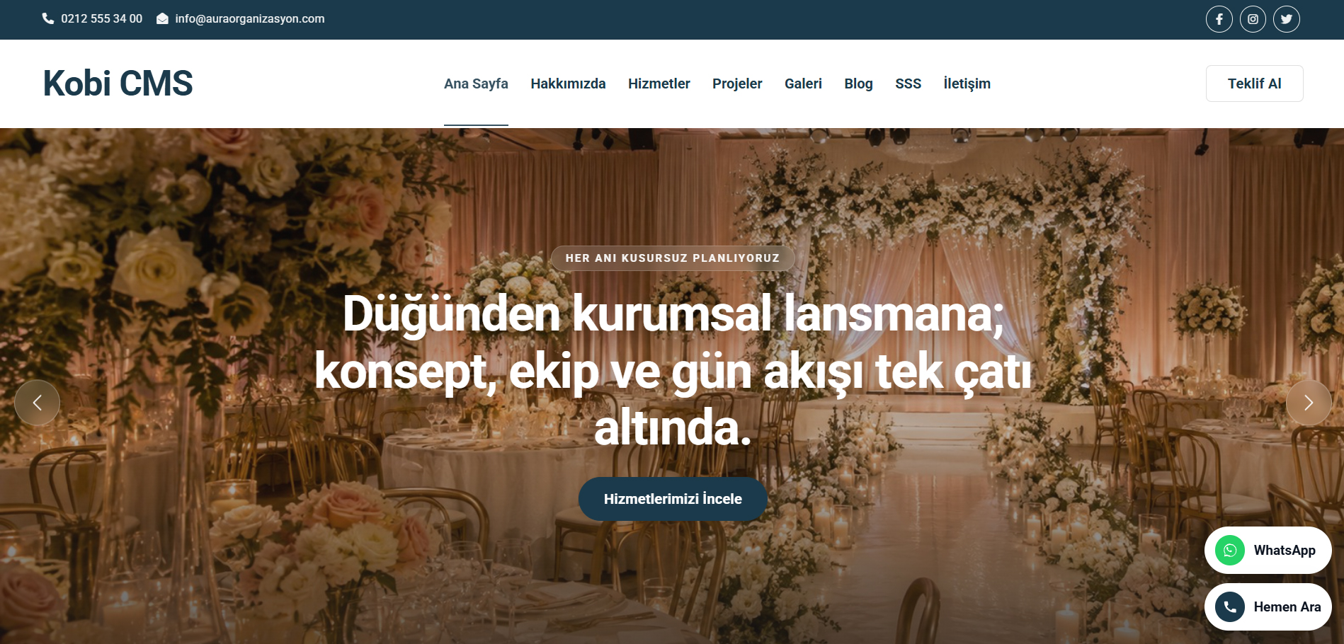 Organizasyon Şirketi Web Sitesi Tasarımı